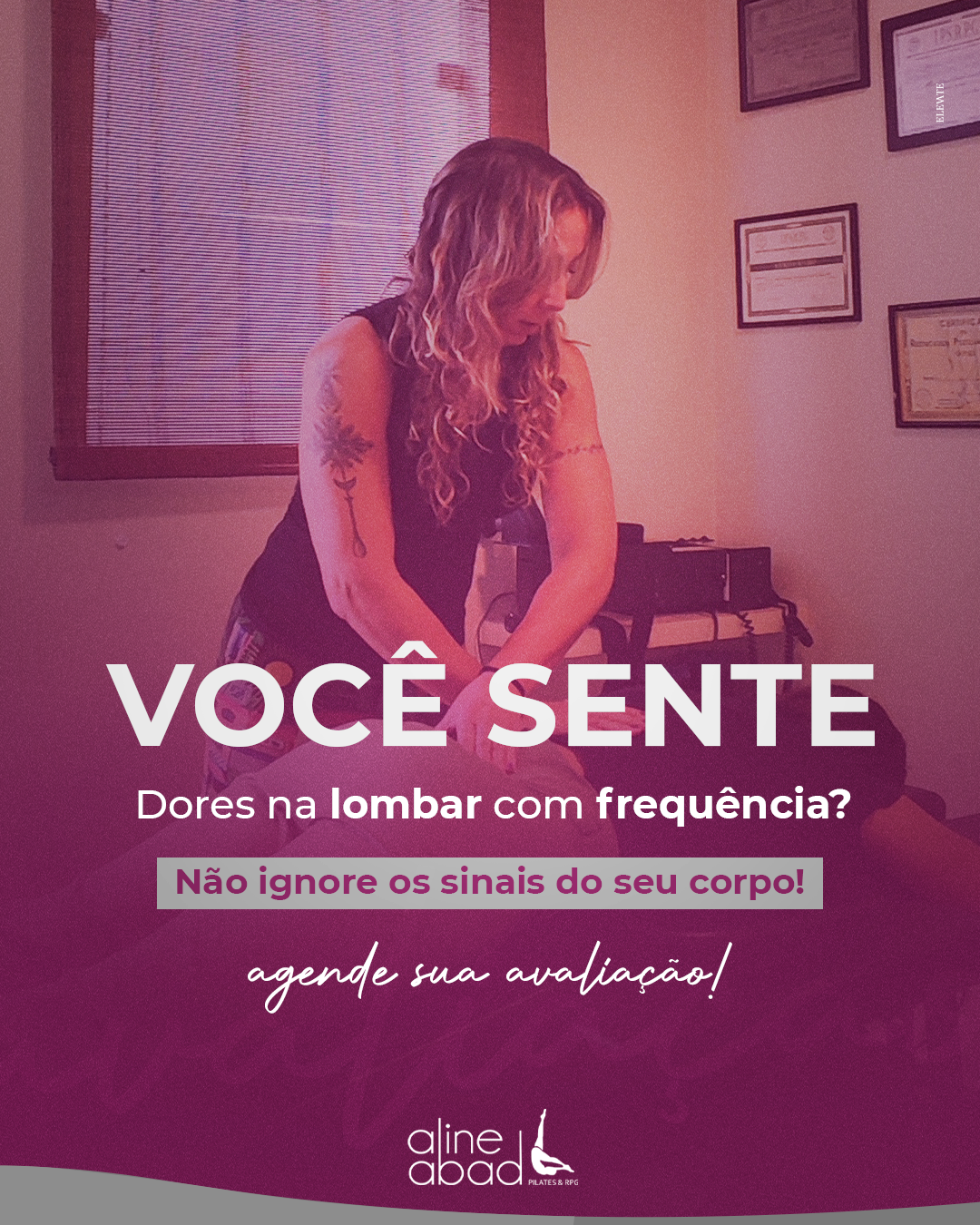 Arte sobre dor lombar de Aline Abad