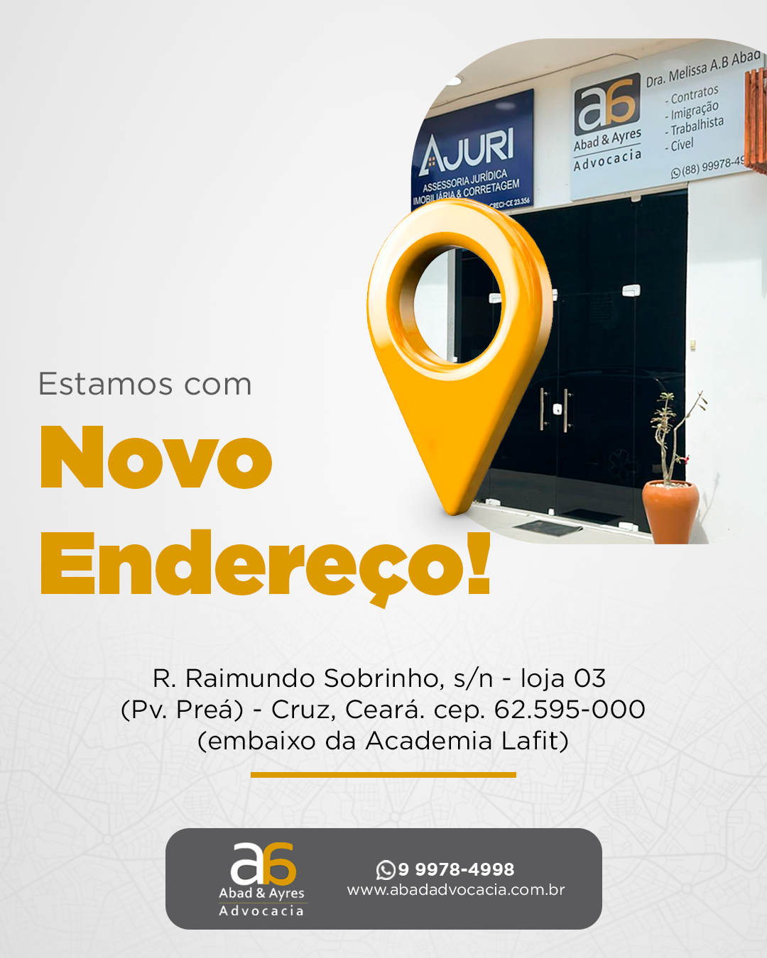 Arte de novo endereço da Abad Ayres
